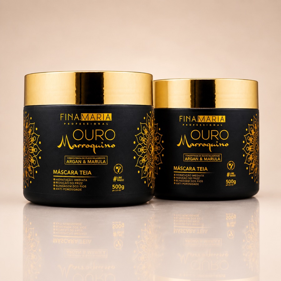 Dois potes de máscara Teia Ouro Marroquino Fina Maria de 500g